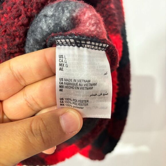 NWT Style & Co  Pullover Jacket Multicolor Large Plaid 1/4 Zip Long Sleeve Red - Picture 7 of 8